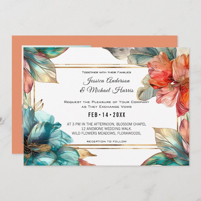 Med bild Hibiscus Sergranat Paradise Inbjudningar (Fram/baksida)