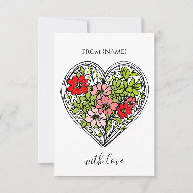 med blomma kärlek gratulationskort kort (Framsida)