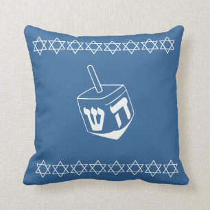 med BLUE & WHITE, DREIDEL & STARS-kudde Kudde
