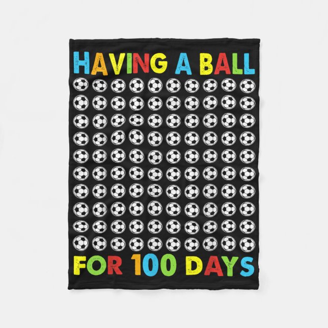 med Boll i 100 dagar skolidrottare 100 Fleecefilt (Framsidan)