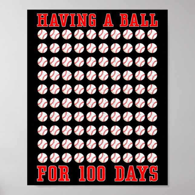 med Boll under 100 skoldagar 100 basebal Poster (Framsidan)