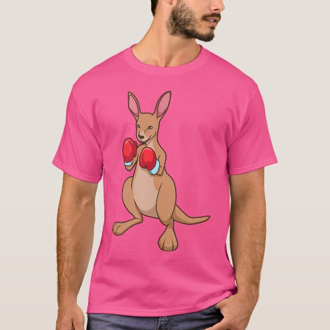 Med boxinghandskar i Boxing Ring Tecknad Kangaroo T Shirt (Framsida)