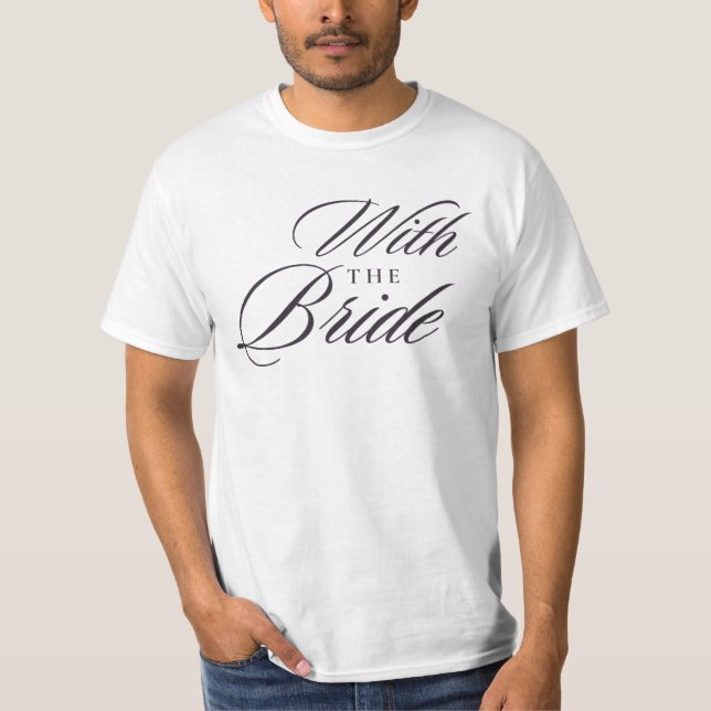 Med Bruden Elegant Script T-Shirt | Bröllop (Framsida)