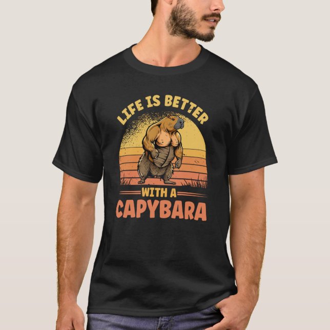 Med Capybara Fitness BodyBuilder Rodent T Shirt (Framsida)