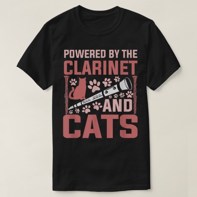 Med Clarinet och Cats Funny Clarinet Pl T Shirt (Design framsida)