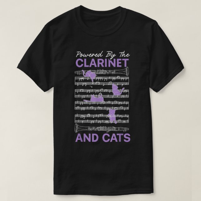 Med Clarinet och Cats Kattunge Älskare Musician2 T Shirt (Design framsida)