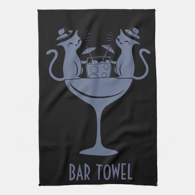 Med Cocktails Pub Towel Cats Kökshandduk (Vertikal)