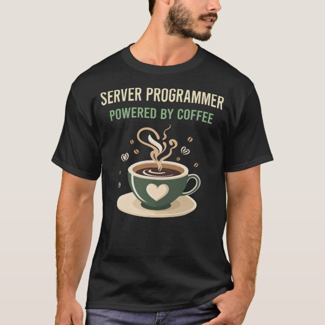 Med Coffee Server Programmer T Shirt (Framsida)