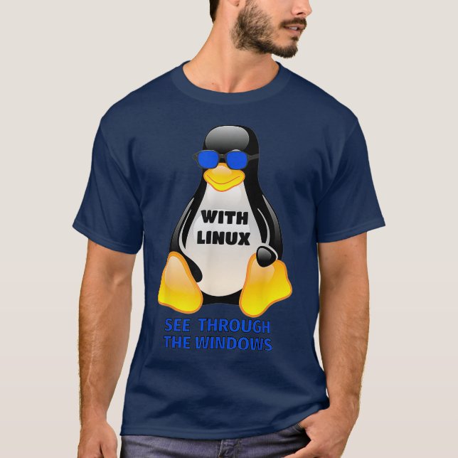 Med Computing Linu, se genom Windows Tu T Shirt (Framsida)