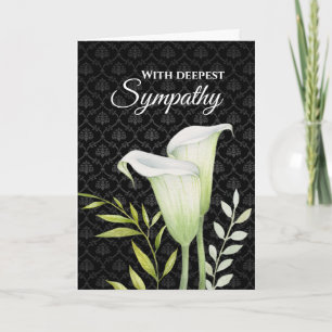Med Deep Sympathy White Calla Lilies Leafy Grönt Kort