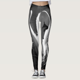 Med den svartvita stylized svanen avbilda leggings