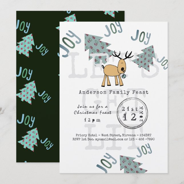 Med den visuella julen i Party kan du få LIT Rusti Inbjudningar (Fram/baksida)