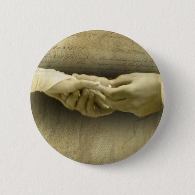 Med denna ring romantisk vintage bröllopkärlek knapp (Framsida)