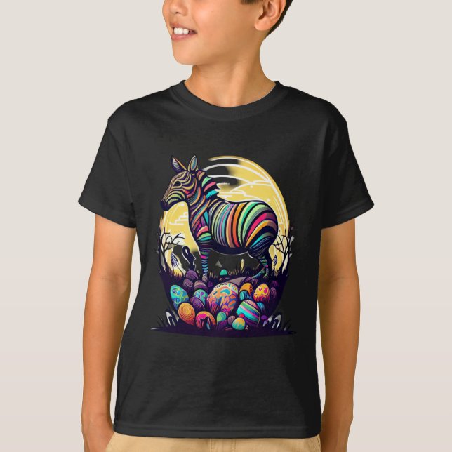 Med detta blir påskzebra äggciterad t shirt (Framsida)