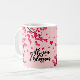 Med dig i blommar cherry sakura kaffemugg