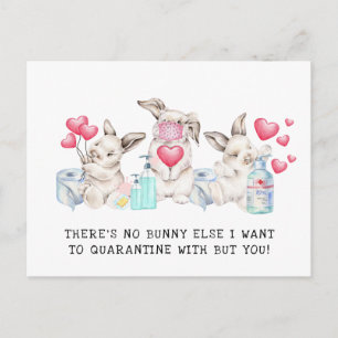 Med dig i karantän Cute Valentine Bunnies Helg Vykort