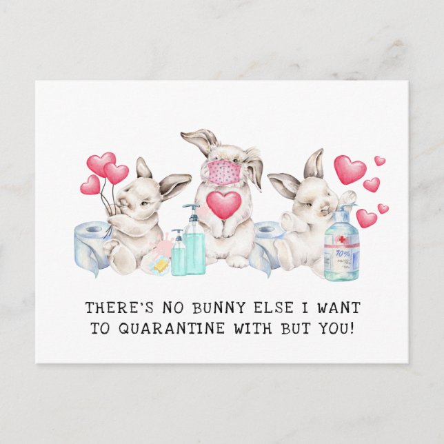 Med dig i karantän | Cute Valentine Bunnies Helg Vykort (Framsida)