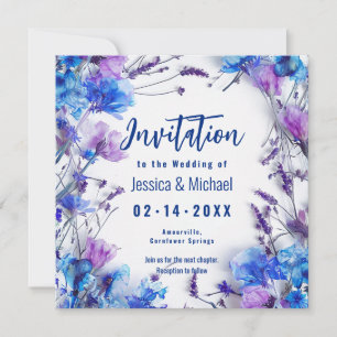 💍 med dikt Cornblommor och Lavender Elegance Inbjudningar