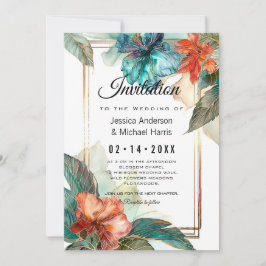 Med dikt i Hibiscus serumgranat Paradise Inbjudningar