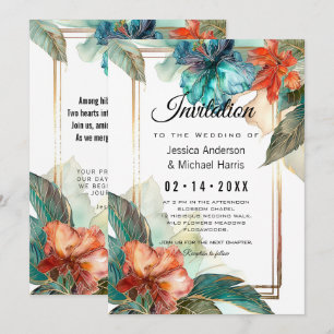 Med dikt i Hibiscus serumgranat Paradise Inbjudningar