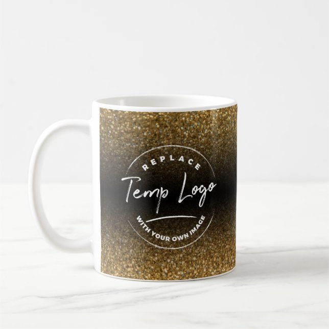 Med din Logotyp, Guld Black Ombre Kaffemugg (Vänster)