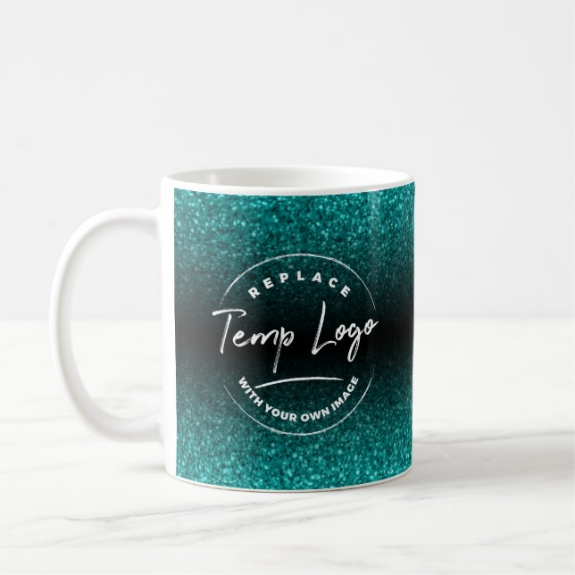 Med din Logotyp, Teal & Black Ombre Kaffemugg (Vänster)