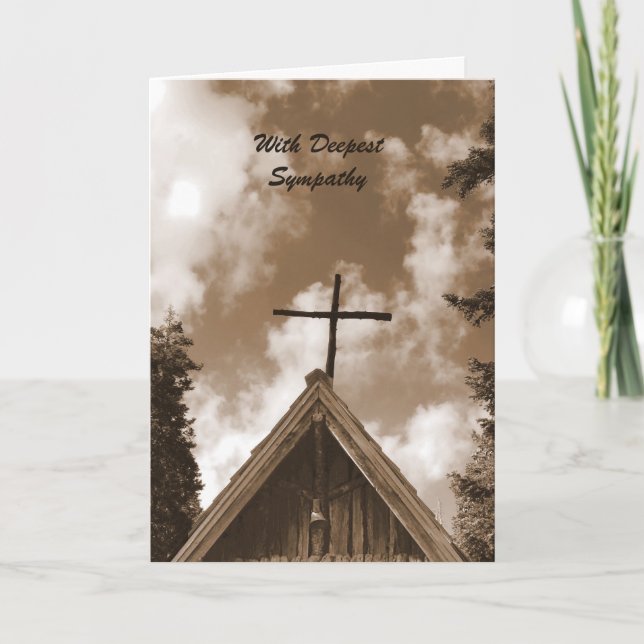 Med djup sympati, den gamla Land-kyrkan Sepia Kort (Framsida)