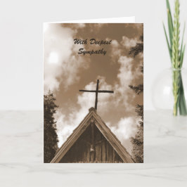 Med djup sympati, den gamla Land-kyrkan Sepia Kort