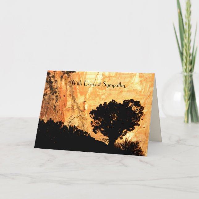 Med djup sympati, en självsäker Träd Hälsning Kort (Framsida)