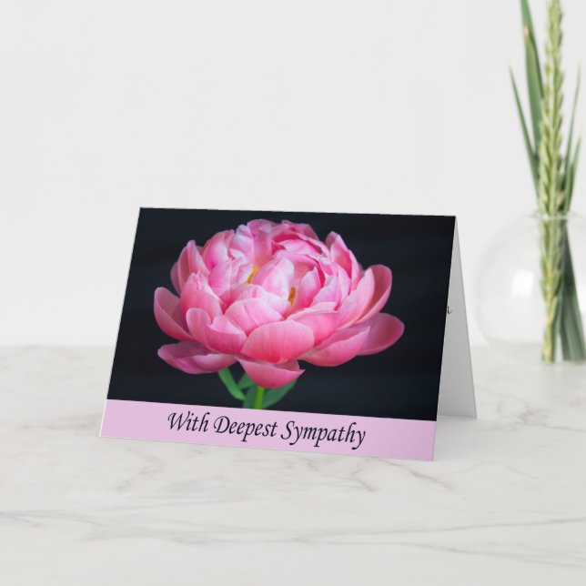 Med djup sympati för Rosa Peony-kort Kort (Framsida)