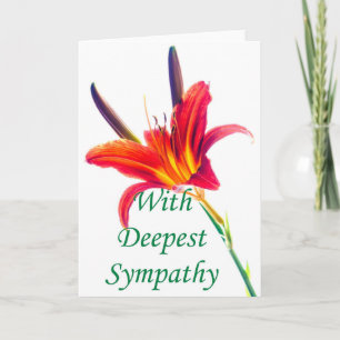 Med djup sympati Lily-blomsterkort Kort