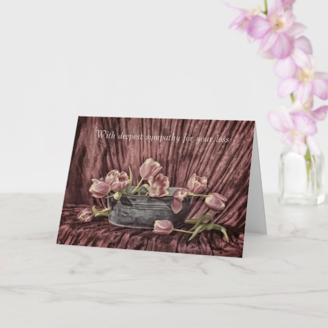 Med djup sympati - Rosa Tulip lever fortfarande Kort (Orkide)