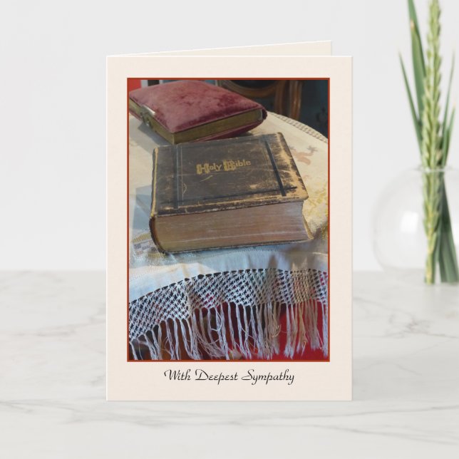 Med djup sympati, Vintage Bible Hälsning Kort (Framsida)