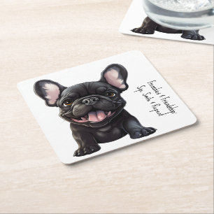 Med egen text, 🐶Fransk Bulldog valp Underlägg Papper Kvadrat