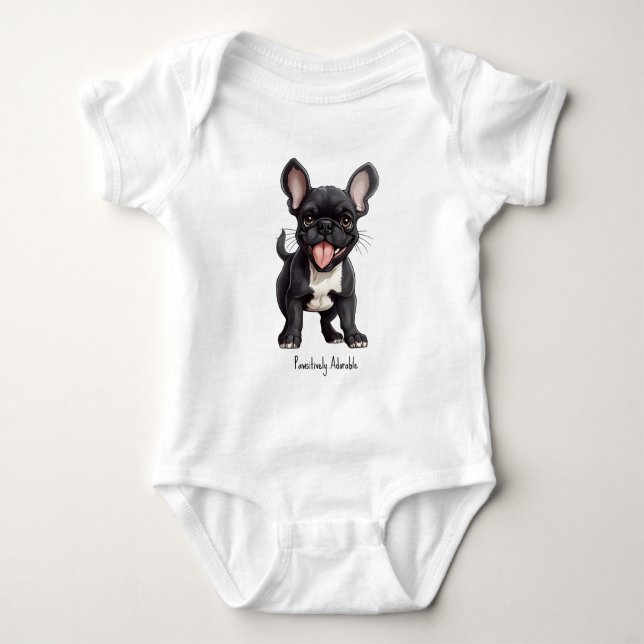 🐶Med egen text, Frenchie-valp T Shirt (Framsida)