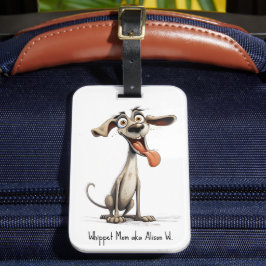 Med egen text, 🐶galen 🤪 whippet bagagebricka