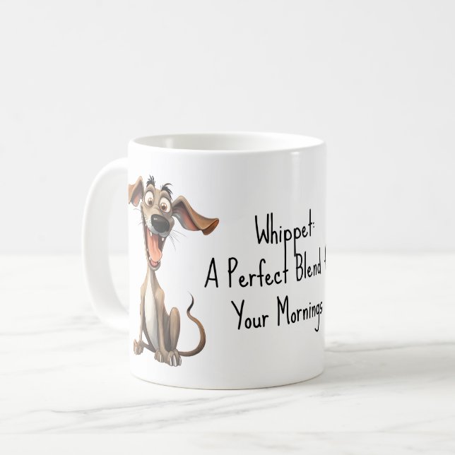 Med egen text, 🐶galen 🤪 whippet kaffemugg (Framsida vänster)