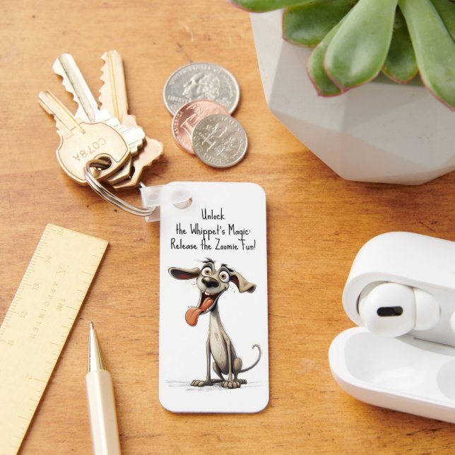 Med egen text, 🐶galen 🤪 whippet nyckelring (Skrivbord)