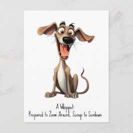 Med egen text, 🐶galen 🤪 whippet vykort