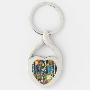 Med en Abstrakt Kinda Day Twisted Heart Silverfärgad Nyckelring
