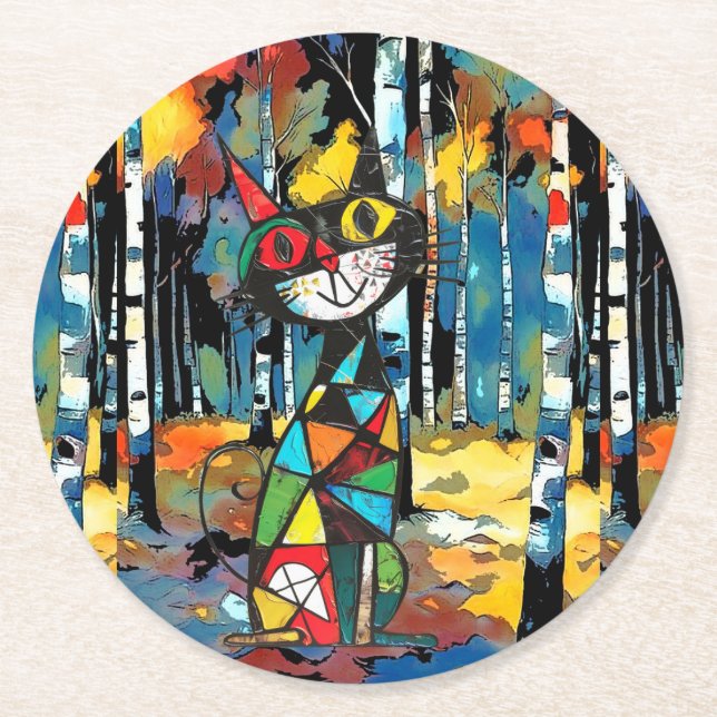 Med en Abstrakt Kinda Day Underlägg Papper Rund (Framsidan)