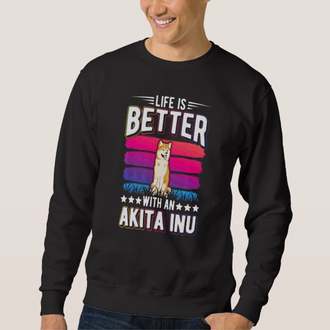 Med En Akita Inu Lång Ärmad Tröja (Framsida)