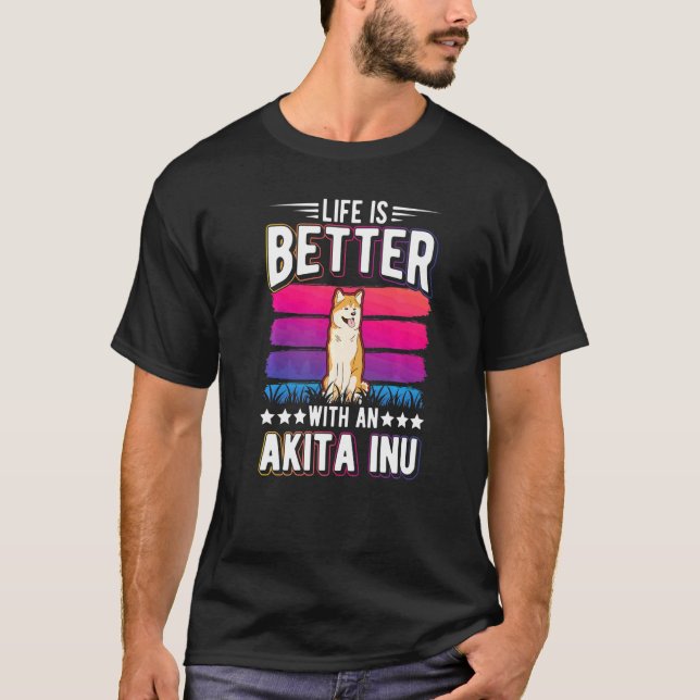 Med En Akita Inu T Shirt (Framsida)