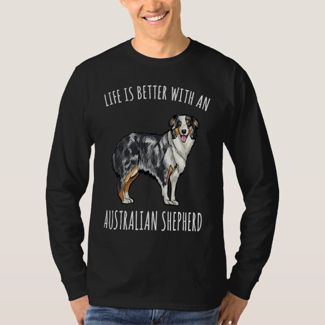 Med en australisk herdehund t shirt (Framsida)