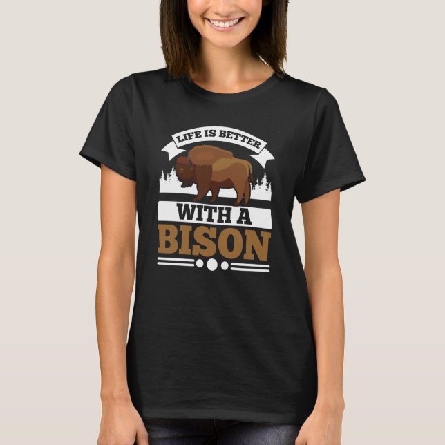 Med en Bison Bull Buffalo Whisperer 1 T Shirt (Framsida)