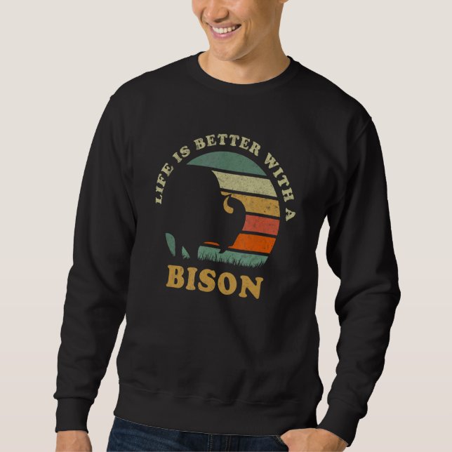 Med en bison indianbuffel lång ärmad tröja (Framsida)