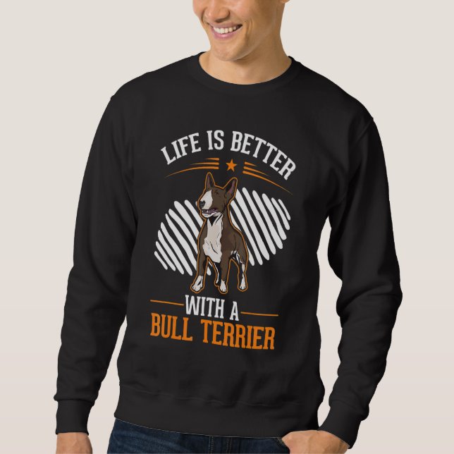 med en Bullterrier Bullterrier Lång Ärmad Tröja (Framsida)