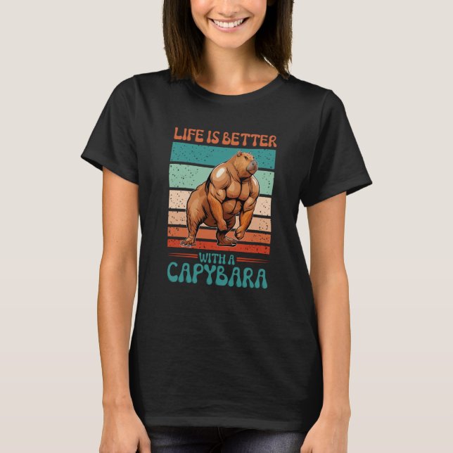 Med en Capybara Fitness BodyBuilder T Shirt (Framsida)