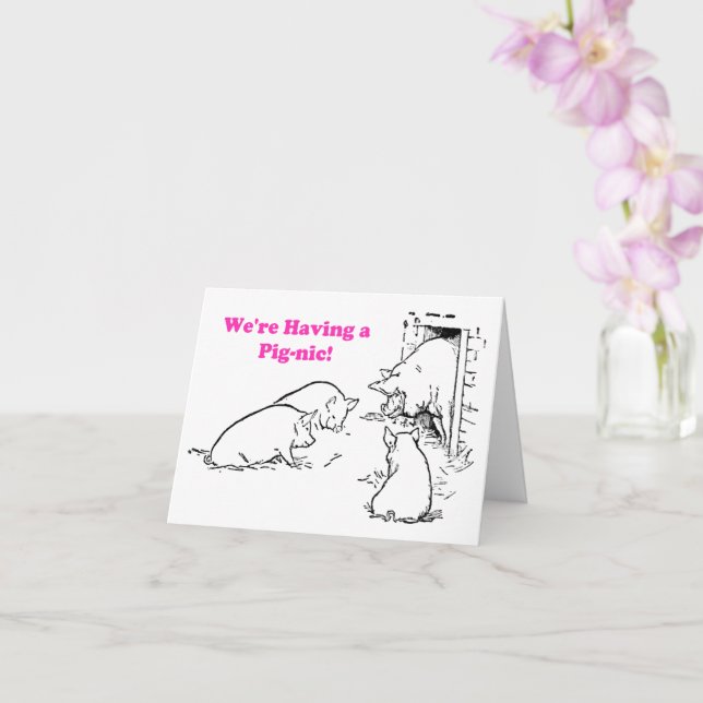 Med en Gris-nic Picnic Funny Gris-Tecknad Kort (Orkide)