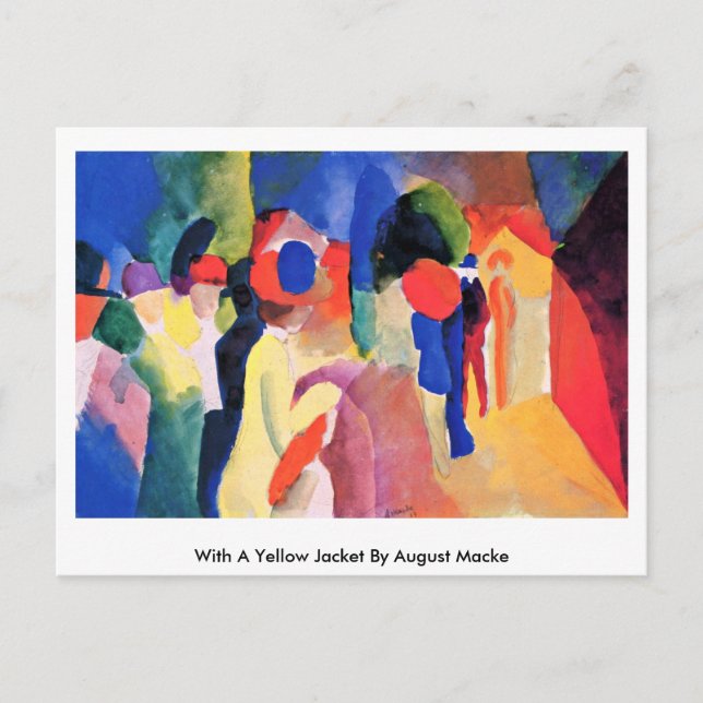 Med en Gult Jacka före augusti månad Vykort (Framsida)